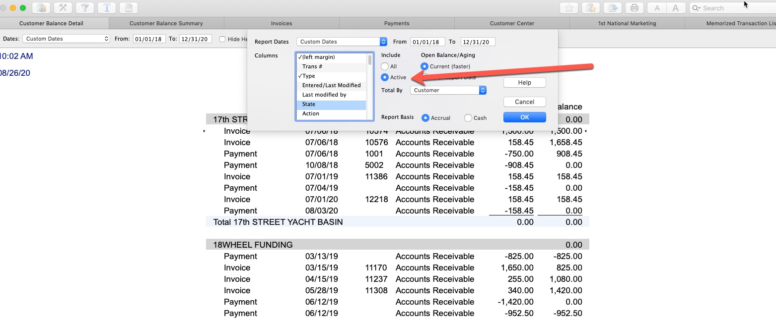 quick books for mac 2016 hide inactive customers from reports